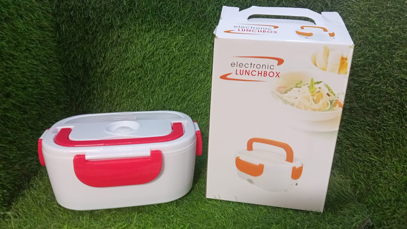 Electric lunch box with heating elements, portable design Electric lunch box with heating elements, portable design